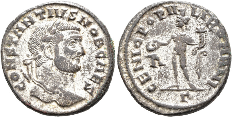 Constantius I, as Caesar, 293-305. Follis (Silvered bronze, 26 mm, 10.43 g, 11 h...