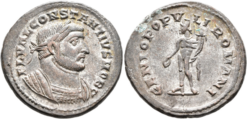 Constantius I, as Caesar, 293-305. Follis (Silvered bronze, 27 mm, 9.81 g, 6 h),...