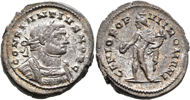 Constantius I, as Caesar, 293-305. Follis (Silvered bronze, 27 mm, 10.73 g, 6 h)...