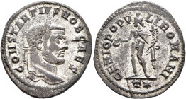 Constantius I, as Caesar, 293-305. Follis (Silvered bronze, 29 mm, 10.18 g, 6 h), Rome, circa 299. CONSTANTIVS NOB CAES Laureate head of Constantius I...
