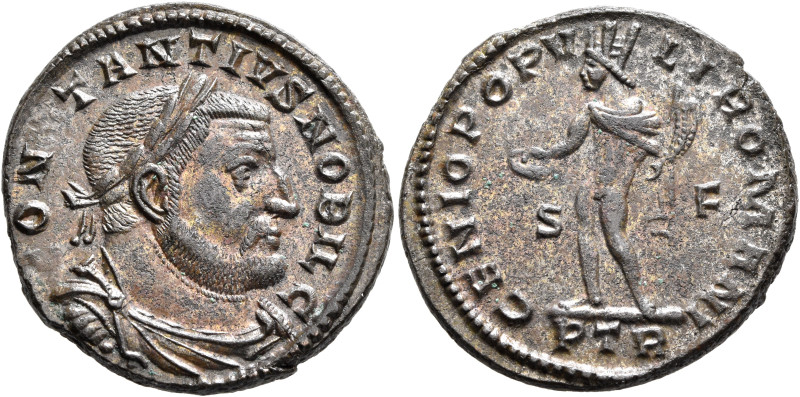 Constantius I, as Caesar, 293-305. Follis (Silvered bronze, 27 mm, 9.75 g, 6 h),...