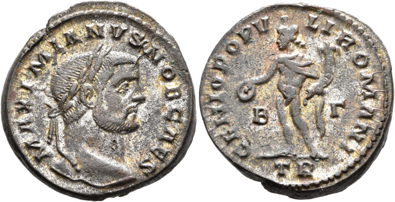 Galerius, as Caesar, 293-305. Follis (Silvered bronze, 25 mm, 9.82 g, 6 h), Trev...