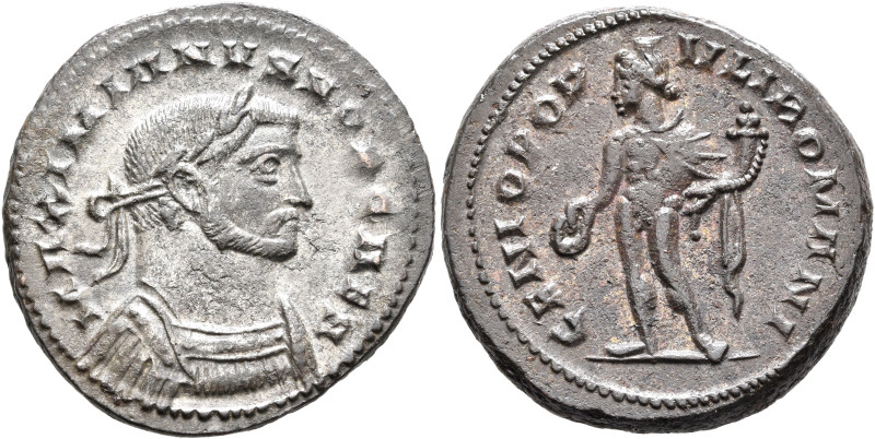 Galerius, as Caesar, 293-305. Follis (Silvered bronze, 26 mm, 9.44 g, 6 h), Lond...