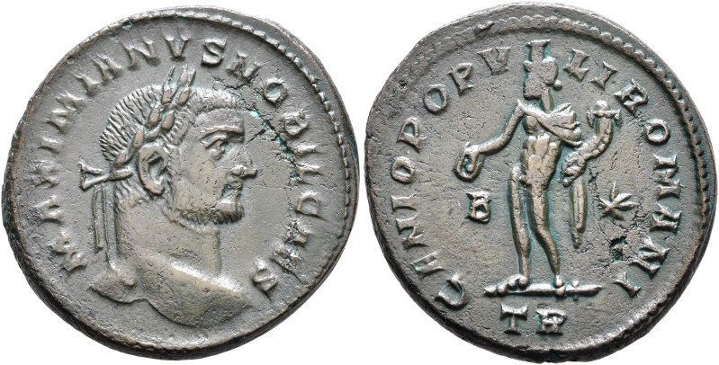 Galerius, as Caesar, 293-305. Follis (Bronze, 27 mm, 10.25 g, 6 h), Treveri, cir...