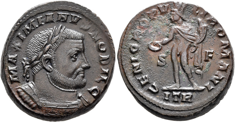 Galerius, as Caesar, 293-305. Follis (Bronze, 26 mm, 13.93 g, 7 h), Treveri, cir...