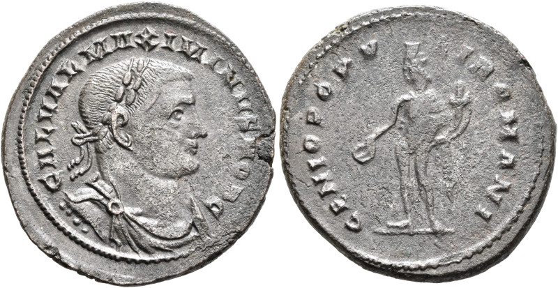 Maximinus II, as Caesar, 305-309. Follis (Silvered bronze, 29 mm, 10.19 g, 7 h),...