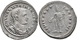 Maximinus II, as Caesar, 305-309. Follis (Silvered bronze, 29 mm, 10.19 g, 7 h), Londinium, 1 May 305-Spring 307. GAL VAL MAXIMINVS NOB C Laureate, dr...