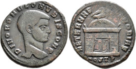 Divus Romulus, died 309. Follis (Bronze, 24 mm, 6.76 g, 6 h), Ostia, circa 310-312. DIVO ROMVLO N V BIS CONS Bare head of Divus Romulus to right. Rev....