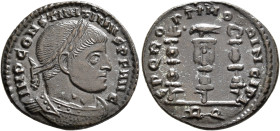 Constantine I, 307/310-337. Follis (Bronze, 22 mm, 4.13 g, 6 h), Rome, 312-313. IMP CONSTANTINVS P F AVG Laureate and cuirassed bust of Constantine I ...