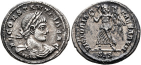 Constans, as Caesar, 333-337. Siliqua (Silver, 19 mm, 2.91 g, 12 h), Siscia, 334. FL CONSTANTIS BEA C Laureate, draped and cuirassed bust of Constans ...