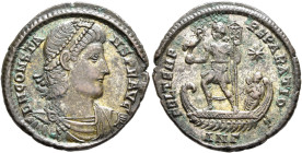 Constans, 337-350. Maiorina (Silvered bronze, 24 mm, 5.26 g, 12 h), Antiochia, 348-350. D N CONSTANS P F AVG Pearl-diademed, draped and cuirassed bust...