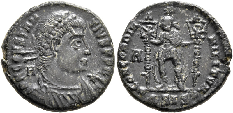 Constantius II. Maiorina (Bronze, 21 mm, 5.59 g, 12 h), Siscia, 350. D N CONSTAN...