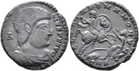 Magnentius, 350-353. Follis (Bronze, 21 mm, 4.74 g, 5 h), Treveri. D N MAGNENTIVS P F AVG Bare-headed, draped and cuirassed bust of Magnentius to righ...
