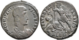 Constantius Gallus, Caesar, 351-354. Maiorina (Bronze, 21 mm, 8.62 g, 5 h), Alexandria. D N CONSTANTI-VS NOB CAES Bare-headed, draped and cuirassed bu...