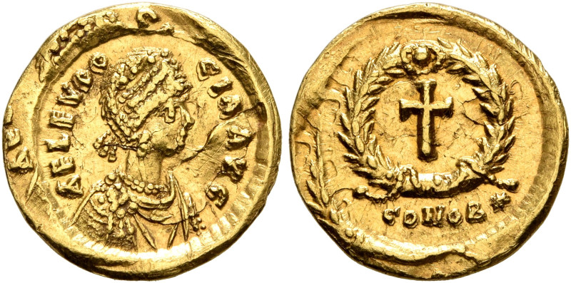 Aelia Eudocia, Augusta, 423-460. Tremissis (Gold, 13 mm, 1.16 g, 6 h), Constanti...