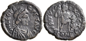 Leo I, 457-474. Follis (Bronze, 19 mm, 4.11 g, 6 h), Constantinopolis (or Cherson). D N LEO PERPET AVG Pearl-diademed, draped and cuirassed bust of Le...