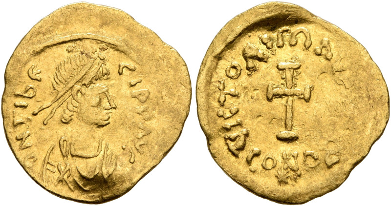 Maurice Tiberius, 582-602. Tremissis (Gold, 17 mm, 1.48 g, 6 h), Constantinopoli...