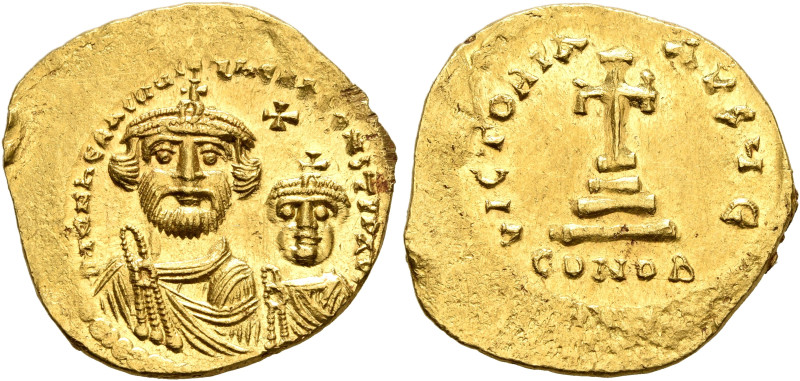 Heraclius, with Heraclius Constantine, 610-641. Solidus (Gold, 21 mm, 4.37 g, 6 ...