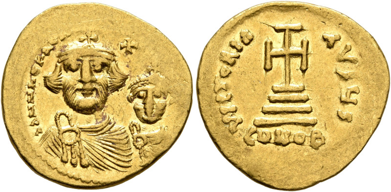 Heraclius, with Heraclius Constantine, 610-641. Solidus (Gold, 20 mm, 4.41 g, 6 ...