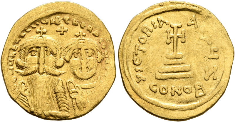 Heraclius, with Heraclius Constantine, 610-641. Solidus (Gold, 21 mm, 4.34 g, 6 ...