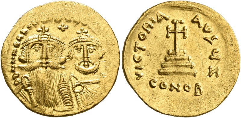 Heraclius, with Heraclius Constantine, 610-641. Solidus (Gold, 21 mm, 4.48 g, 7 ...