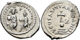 Heraclius, with Heraclius Constantine, 610-641. Hexagram (Silver, 25 mm, 6.64 g, 6 h), Constantinopolis, 615-638. dd NN ҺЄRACLIЧS ЄT ҺЄRA CON Heracliu...