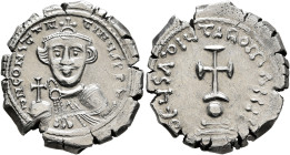 Constans II, 641-668. Hexagram (Silver, 22 mm, 6.17 g, 6 h), Constantinopolis, 641-647. δ N CONSTANTINЧS P P AV Crowned, draped and beardless bust of ...