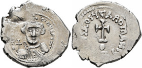 Constans II, 641-668. Hexagram (Silver, 25 mm, 6.60 g, 6 h), Constantinopolis, 641-647. δ N CONS[TAN]TINЧS P P AV Crowned, draped and beardless bust o...
