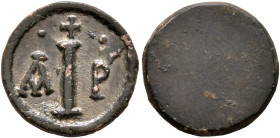 BYZANTINE. 9th-10th centuries. Weight of 10 Keratia = 10 Siliquae (Bronze, 15 mm, 1.87 g), a round coin weight with plain edges. A-Ρ I surmounted by c...