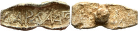 Uncertain, 7th-9th centuries (?). Weight (?) (Lead, 35 mm, 12.40 g). ΔAPΔAA ΓO. Rev. Blank except for a cilindrical portrusion in the middle. Very fin...