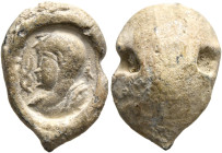 ROMAN. 3rd-4th centuries. Seal (Lead, 19 mm, 7.26 g). Draped bust of Mercury to left; to left, caduceus. Rev. Hemispherical swelling. Cf. Gorny and Mo...