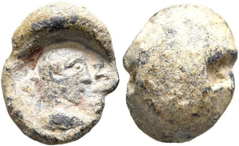 Pamphylios, late 3rd-4th centuries. Seal (Lead, 14 mm, 4.00 g). [ΠA]-N[Φ]V Drape...