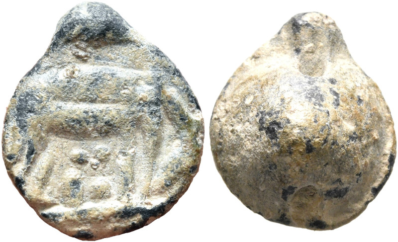 Anonymous, 3rd-1st half of the 4th century. Seal (Lead, 13 mm, 3.52 g). Wolf to ...