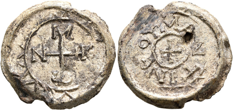 Monastery of Mantineion, 740-800. Seal (Lead, 25 mm, 12.13 g, 6 h). Cruciform mo...