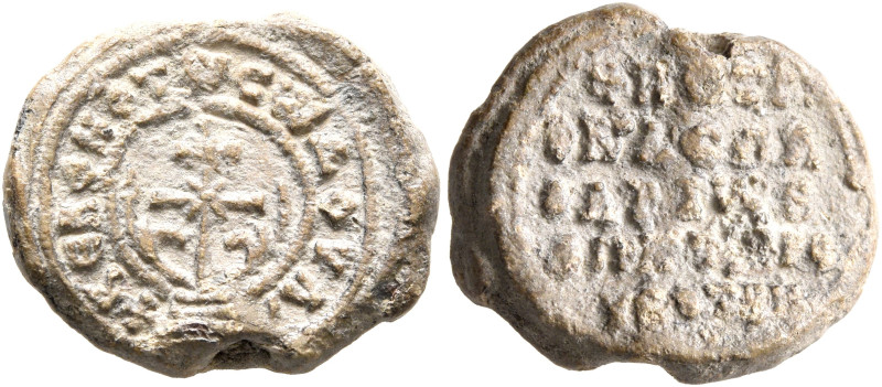 Aetios (?), imperial spatharios and epi ..., 10th century. Seal (Lead, 17 mm, 4....