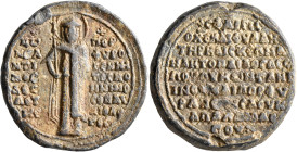 Konstantinos Doukas Komnenos Palaiologos, despotes, late 13th-first third of the 14th century. Seal (Lead, 34 mm, 39.56 g, 12 h). +KⲰ/N CT A/NTI/NOC /...