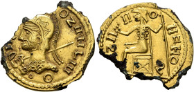 UNCERTAIN GERMANIC TRIBES, Pseudo-Imperial coinage. Late 3rd-4th centuries AD. 'Aureus' (Subaeratus, 20 mm, 1.73 g, 7 h), 'Plated Group', imitating Pr...