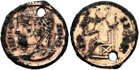 UNCERTAIN GERMANIC TRIBES, Aurum Barbarorum. Late 3rd-early 4th centuries. 'Aureus' (Subaeratus, 19 mm, 3.26 g, 6 h), 'Plated Group'. IIIՒIT IIIIII La...
