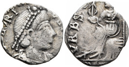 VANDALS. Gaiseric, 428-477. Siliqua (Silver, 15 mm, 1.60 g, 1 h), pseudo-imperial type in the name of Honorius, Carthage. [D N HO]NORI[VS P F AVG] Pea...
