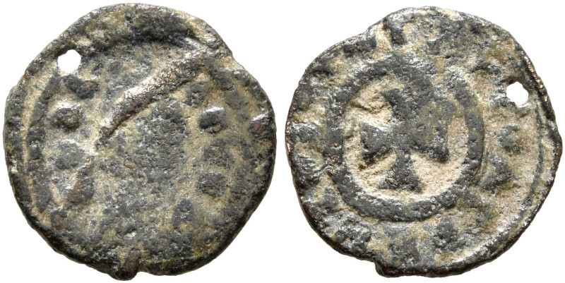 AXUM. Anonymous, circa 370. AE (Bronze, 11 mm, 0.53 g, 12 h). BACIΛЄYC Draped bu...