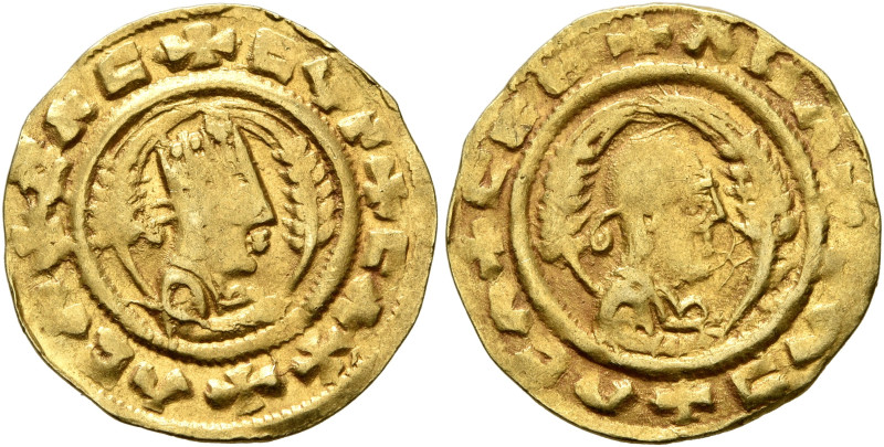 AXUM. Ebana, circa 450. Chrysos (Gold, 17 mm, 1.60 g, 12 h). ✠ƆΛC✠CYN✠CΛX✠ΛCΛ Dr...