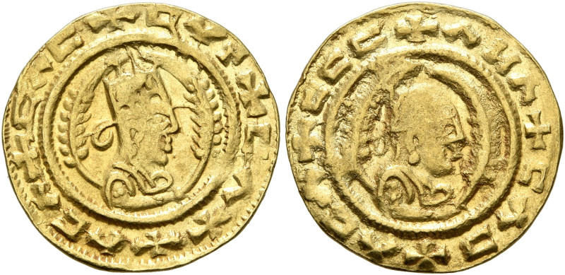 AXUM. Ebana, circa 450. Chrysos (Gold, 16 mm, 1.60 g, 12 h). ✠CΛC✠CYN✠CΛΧ✠ΛCΛ Dr...