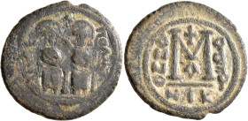 ISLAMIC, Time of the Rashidun. Pseudo-Byzantine types. AH 15/16-23/4 / AD 637-643. Fals (Bronze, 29 mm, 11.23 g), Arab-Byzantine type, derived from fo...