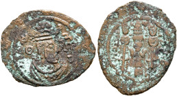 ISLAMIC, Umayyad Caliphate. temp. 'Abd al-Malik ibn Marwan, AH 65-86 / AD 685-705. Pashiz (Bronze, 16 mm, 0.74 g, 3 h), Arab-Sasanian, without mint an...