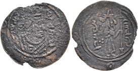ISLAMIC, Umayyad Caliphate. temp. 'Abd al-Malik ibn Marwan, AH 65-86 / AD 685-705. Pashiz (Bronze, 17 mm, 0.44 g, 9 h), anonymous Arab-Sasanian type, ...