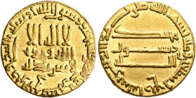 ISLAMIC, 'Abbasid Caliphate. temp. Al-Rashid, AH 170-193 / AD 786-809. Dinar (Gold, 18 mm, 4.26 g, 1 h), without mint, AH 174 = AD 790/1. Bernardi 51....