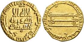ISLAMIC, 'Abbasid Caliphate. al-Rashid, AH 170-193 / AD 786-809. Dinar (Gold, 18 mm, 4.02 g, 12 h), without mint, AH 187 = AD 802/3. Bernardi 51. Slig...