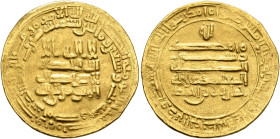 ISLAMIC, Egypt & Syria (Pre-Fatimid). Tulunids. Khumarawaih, AH 270-282 / AD 884-896. Dinar (Gold, 22 mm, 4.12 g, 6 h), citing the caliph al-Mu'tamid'...
