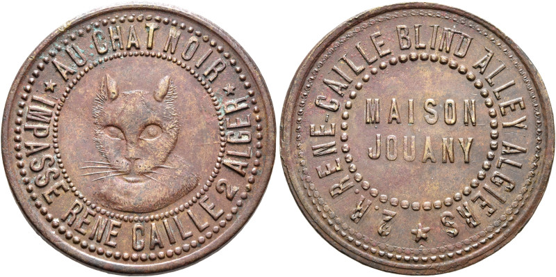 ALGERIA. Algiers, circa 1890-1950. Brothel Token (Copper, 29 mm, 7.35 g, 12 h). ...