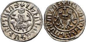 ARMENIA, Cilician Armenia. Royal. Levon I, 1198-1219. Tram (Silver, 22 mm, 2.83 g, 6 h). 'Levon King of all the Armenians' (in Armenian) Levon seated ...